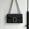 Upgraded Genuine Gucci Dionysus Horsehead Diamond Buckle Bag - Black Denim Model 499623