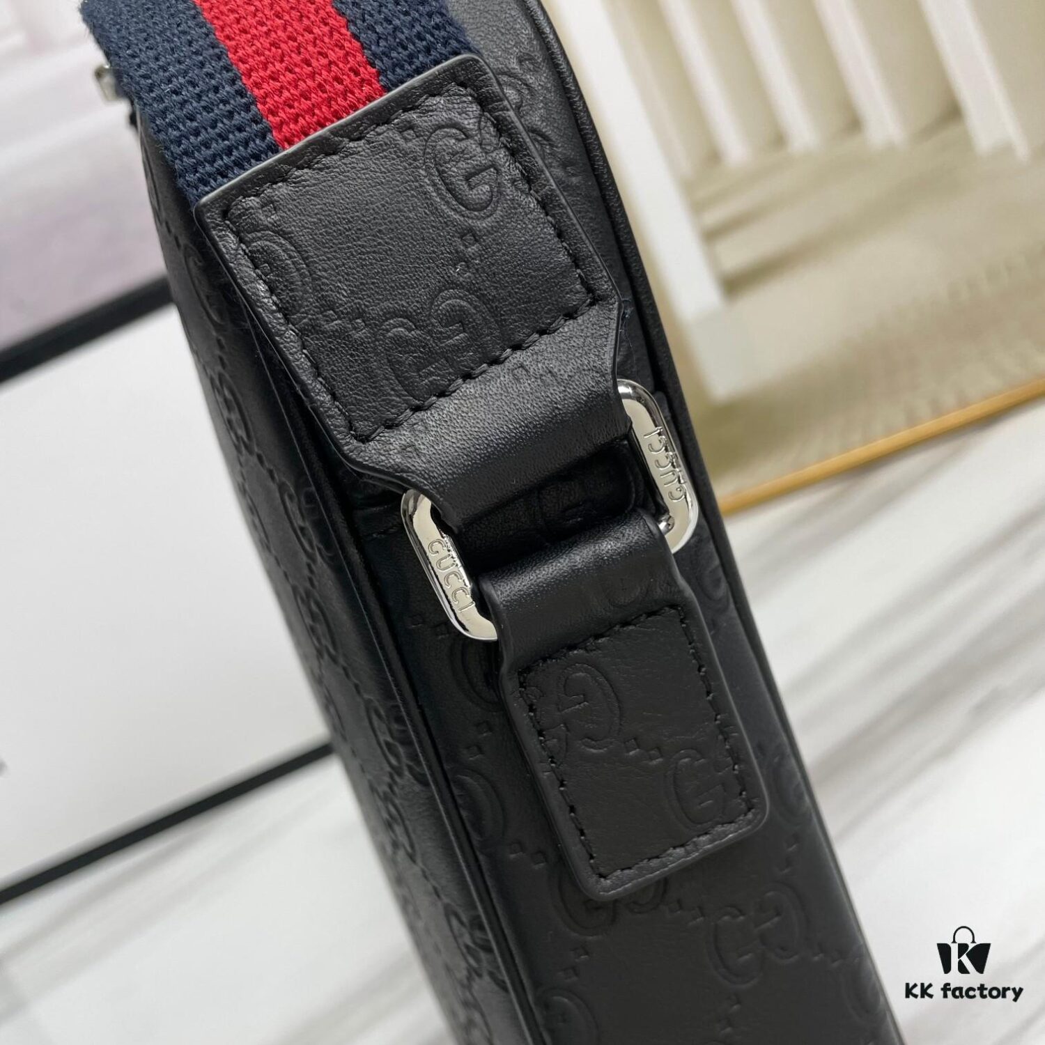 Crossbody Bag Model 7019-4# Black Full-Grain High-End Cowhide #Top-Quality Original Design Gucci GUCCI Cabinet Popular Style