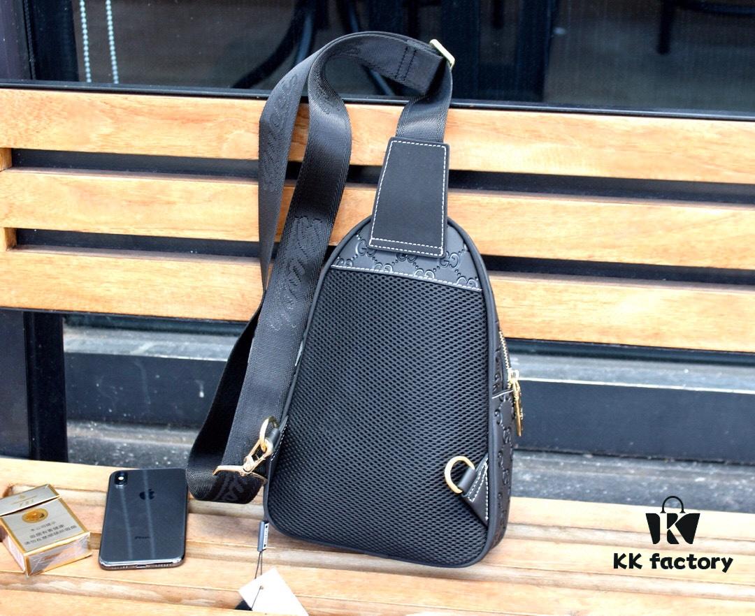 Gucci Men's Clutch Bag 6018#BLACK (Original Order) - Imported Hardware with Wrist Strap, Premium Full-Grain Italian Leather, Matching Retail Version