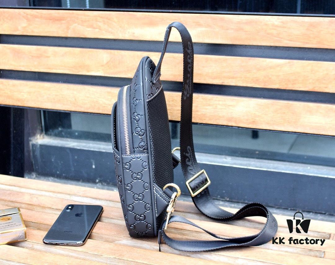 Gucci Men's Clutch Bag 6018#BLACK (Original Order) - Imported Hardware with Wrist Strap, Premium Full-Grain Italian Leather, Matching Retail Version