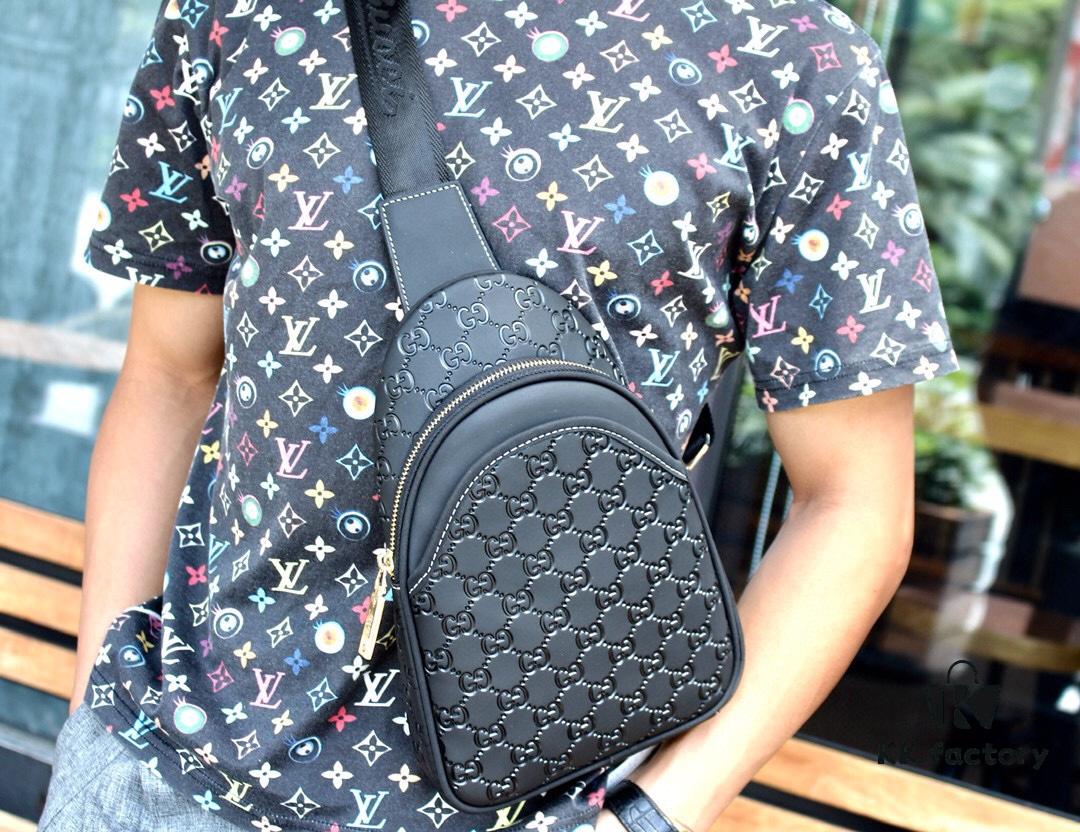 Gucci Men's Clutch Bag 6018#BLACK (Original Order) - Imported Hardware with Wrist Strap, Premium Full-Grain Italian Leather, Matching Retail Version