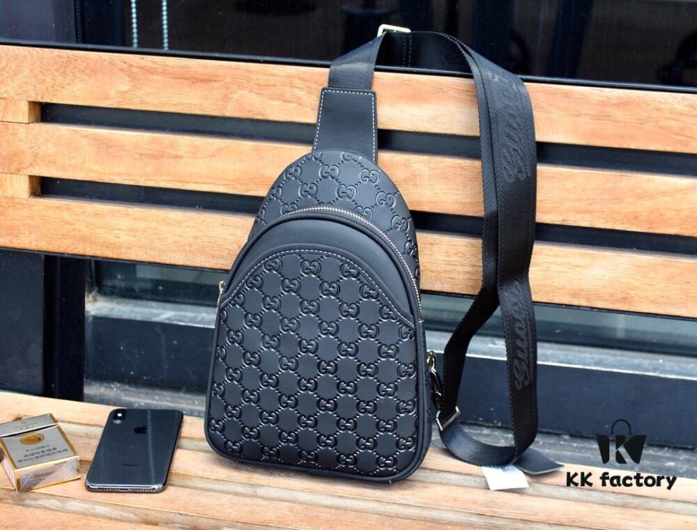 Gucci Men's Clutch Bag 6018#BLACK (Original Order) - Imported Hardware with Wrist Strap, Premium Full-Grain Italian Leather, Matching Retail Version