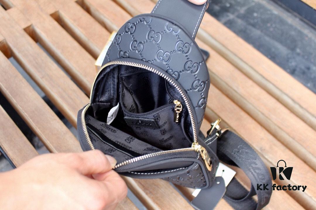 Gucci Men's Clutch Bag 6018#BLACK (Original Order) - Imported Hardware with Wrist Strap, Premium Full-Grain Italian Leather, Matching Retail Version