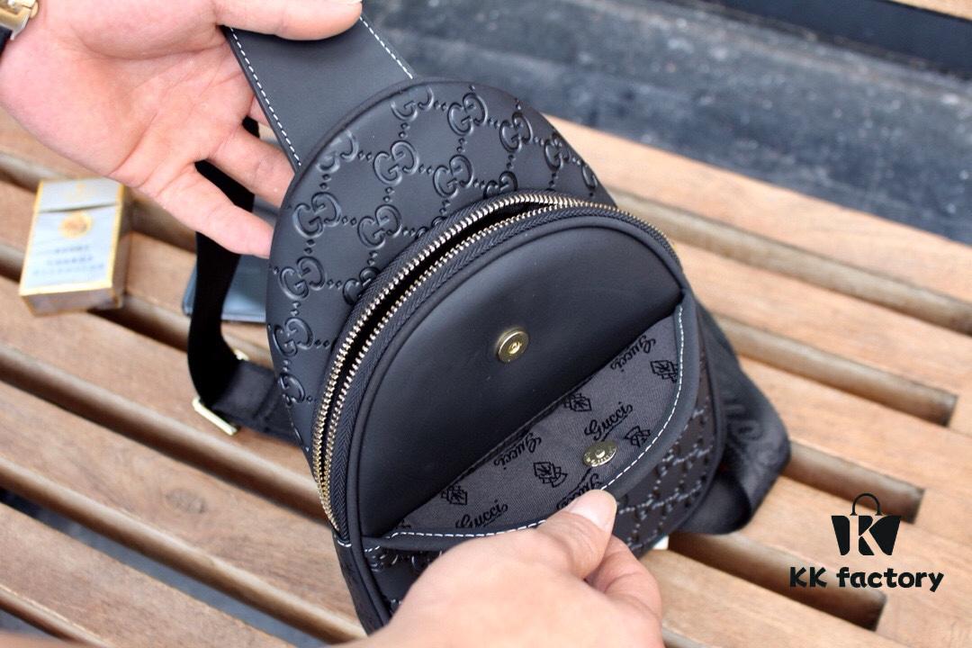 Gucci Men's Clutch Bag 6018#BLACK (Original Order) - Imported Hardware with Wrist Strap, Premium Full-Grain Italian Leather, Matching Retail Version