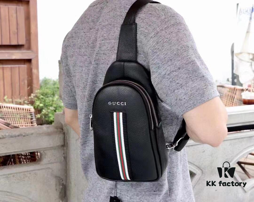 Gucci Men's Casual Chest Bag Model 6023 (Original Order), Top-Grade Imported Full-Grain Cowhide, Italian Original Leather, Luxury Designer Style