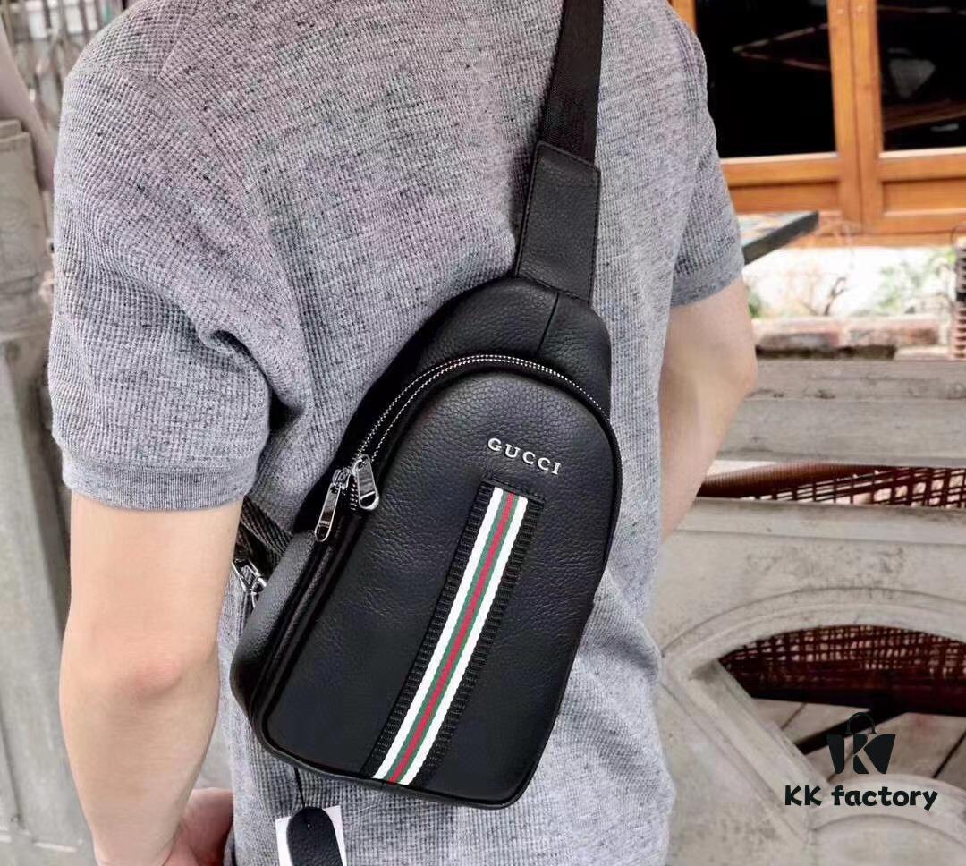 Gucci Men's Casual Chest Bag Model 6023 (Original Order), Top-Grade Imported Full-Grain Cowhide, Italian Original Leather, Luxury Designer Style