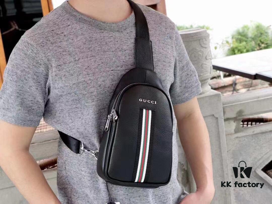 Gucci Men's Casual Chest Bag Model 6023 (Original Order), Top-Grade Imported Full-Grain Cowhide, Italian Original Leather, Luxury Designer Style