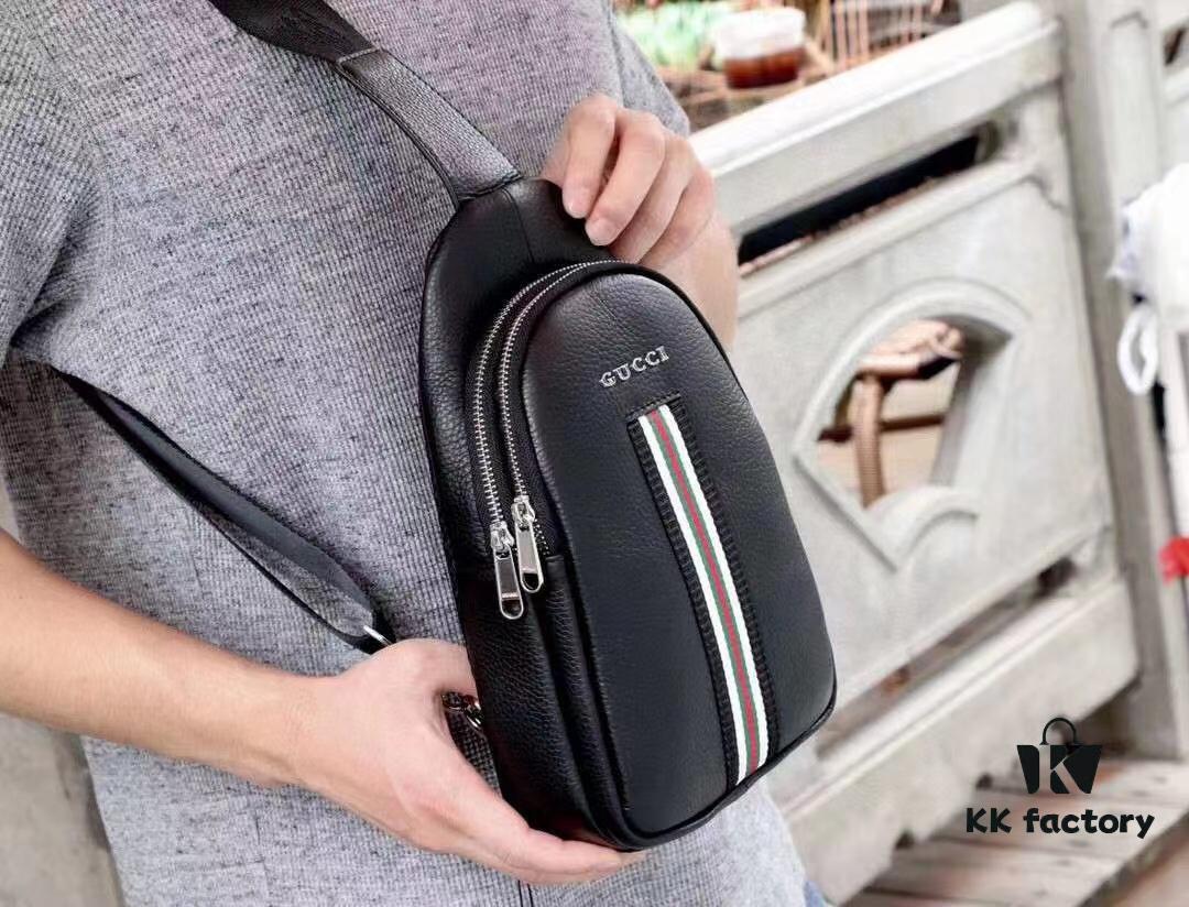 Gucci Men's Casual Chest Bag Model 6023 (Original Order), Top-Grade Imported Full-Grain Cowhide, Italian Original Leather, Luxury Designer Style