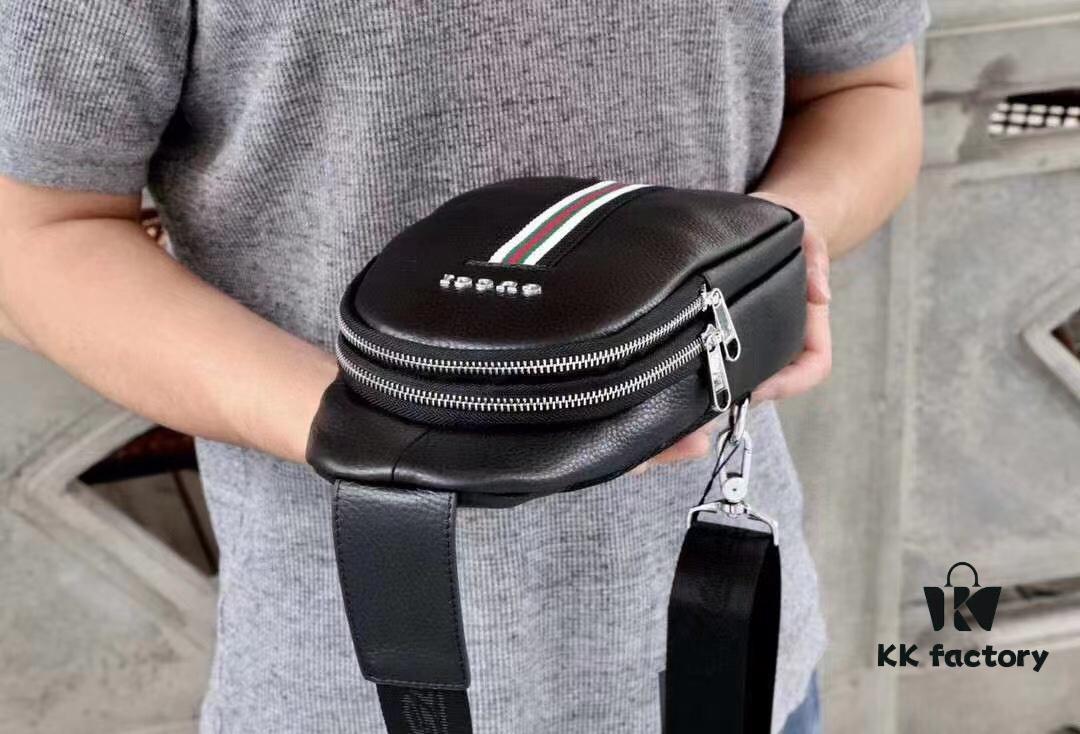 Gucci Men's Casual Chest Bag Model 6023 (Original Order), Top-Grade Imported Full-Grain Cowhide, Italian Original Leather, Luxury Designer Style