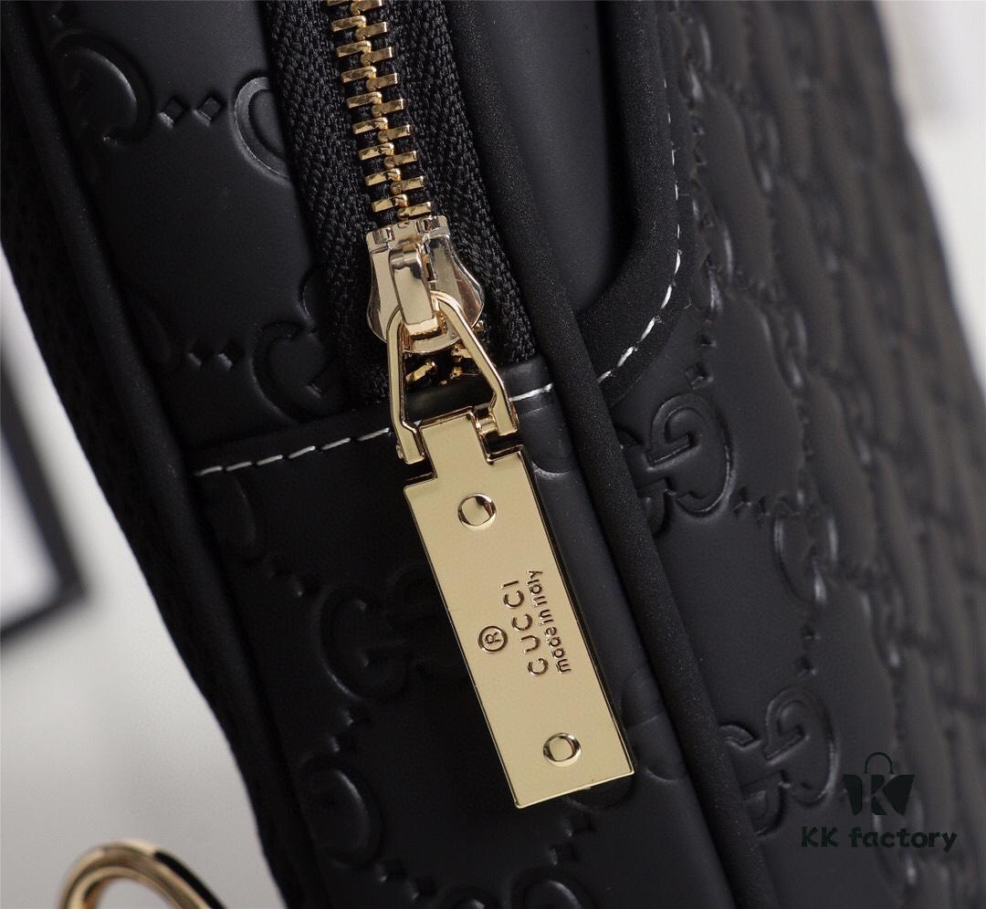 Model No.: 6018#BLACK (Original Order) [Imported Hardware 🐊 Hand 👋 Wrist Clasp 🔒] GUCCI Men's Clutch Bag, Counter Original, High-End Imported Full-Grain Cowhide, Same as Store Version