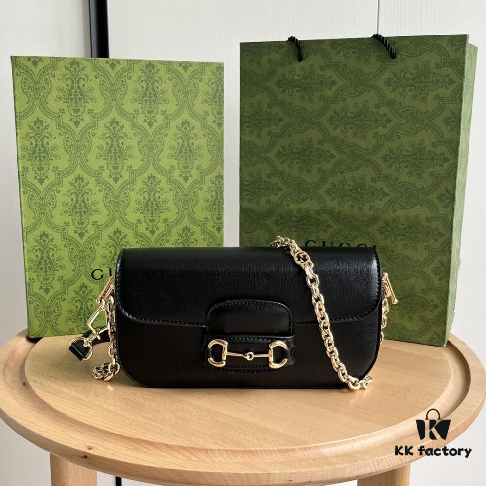 Gucci Horsebit 1955 Baguette Bag Real Shot Style No. 735178 Black Leather