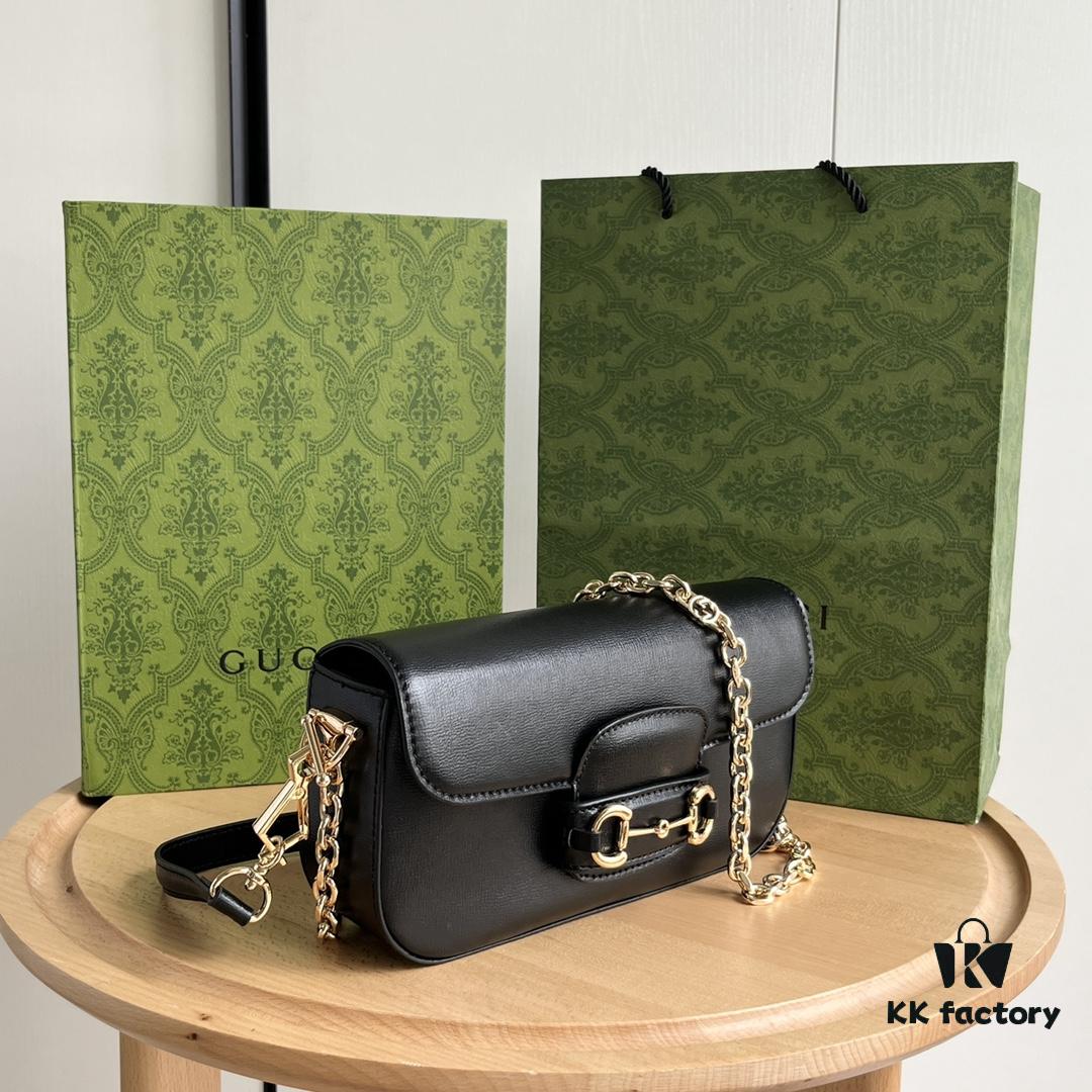 Gucci Horsebit 1955 Baguette Bag Real Shot Style No. 735178 Black Leather