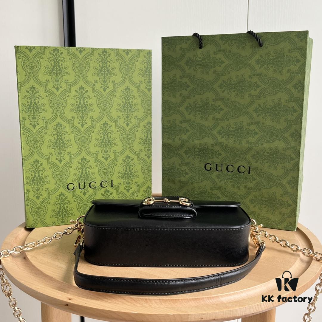 Gucci Horsebit 1955 Baguette Bag Real Shot Style No. 735178 Black Leather