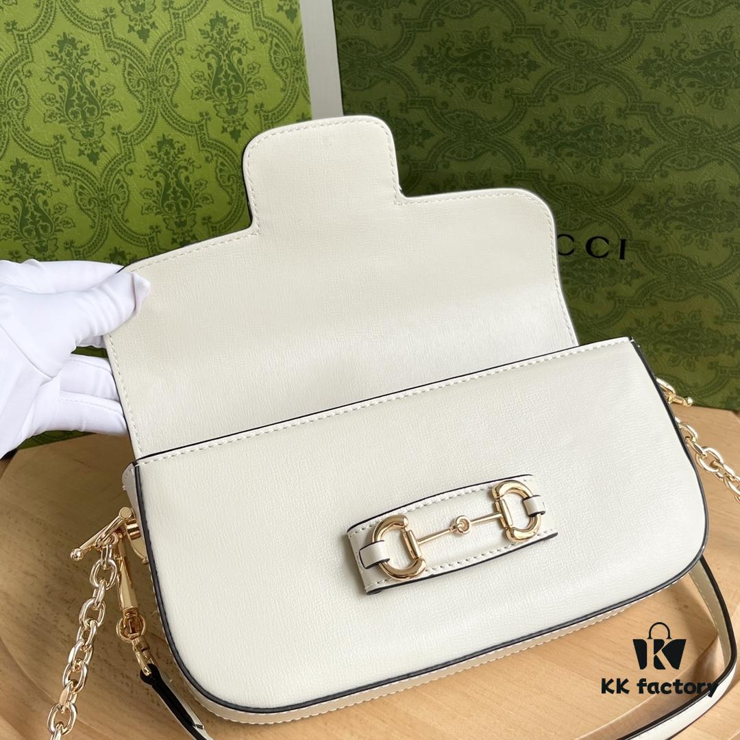 Gucci Horsebit 1955 Baguette, Model No. 735178 White Leather, Dimensions: 24 x 13.5 x 7.5 cm