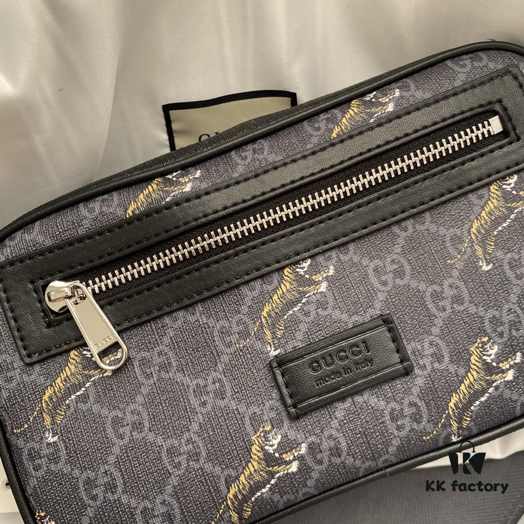 GUCCI Men's Waist Bag Real Shot 💪 High-Quality Replica with Imported PVC Material and Full-Grain Leather, YKK Smooth Zipper, Perfect Craftsmanship