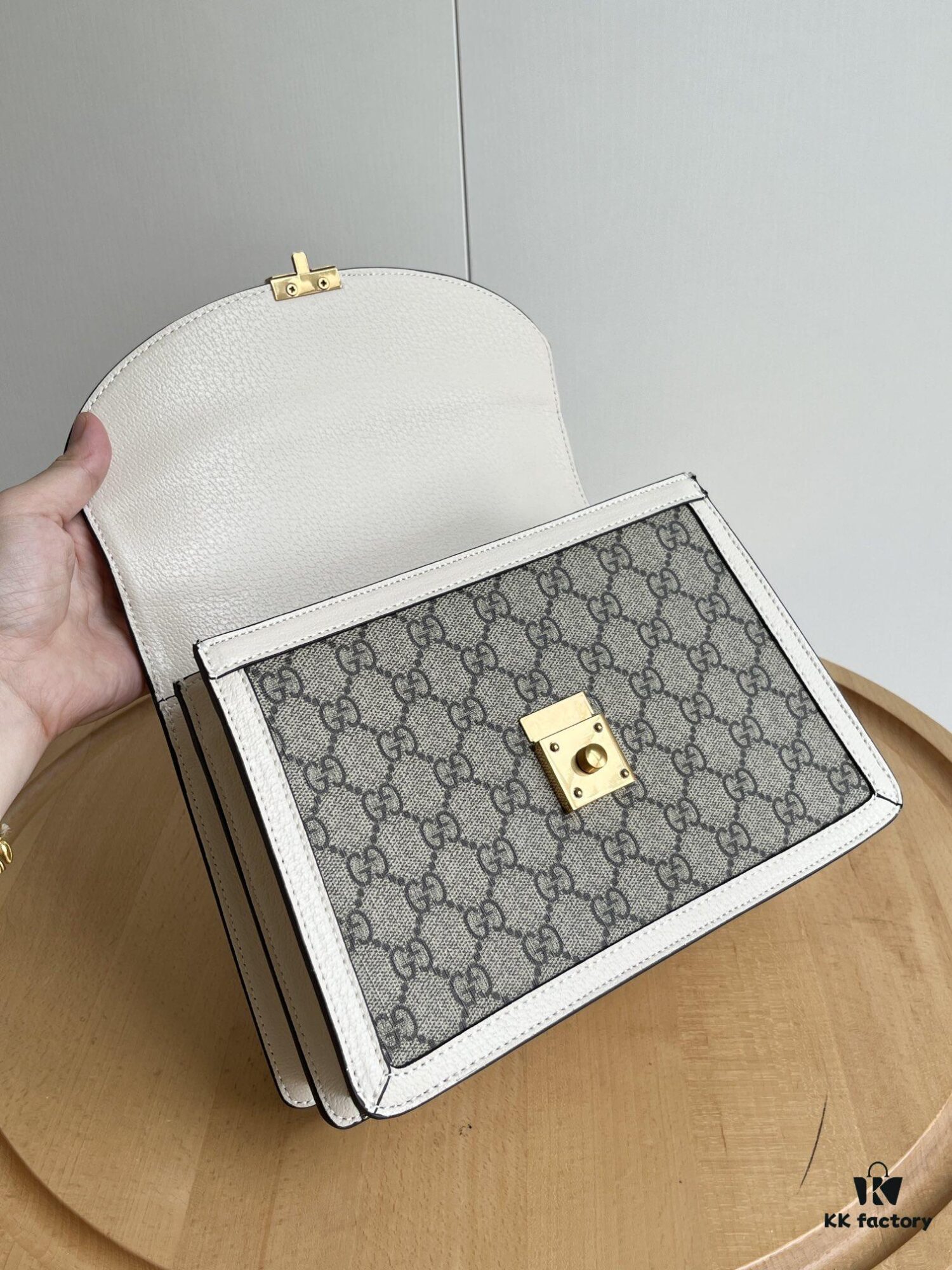 Gucci Ophidia Epilogue Collection Tote Bag with Removable Strap, Square Vintage Style, GG Canvas, Striped Webbing