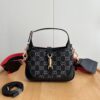 Authentic Shot # (Double Shoulder Strap) - Gucci Jackie 1961 Small Bag in Black and Ivory GG Denim Jacquard