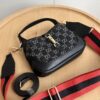Authentic Shot # (Double Shoulder Strap) - Gucci Jackie 1961 Small Bag in Black and Ivory GG Denim Jacquard