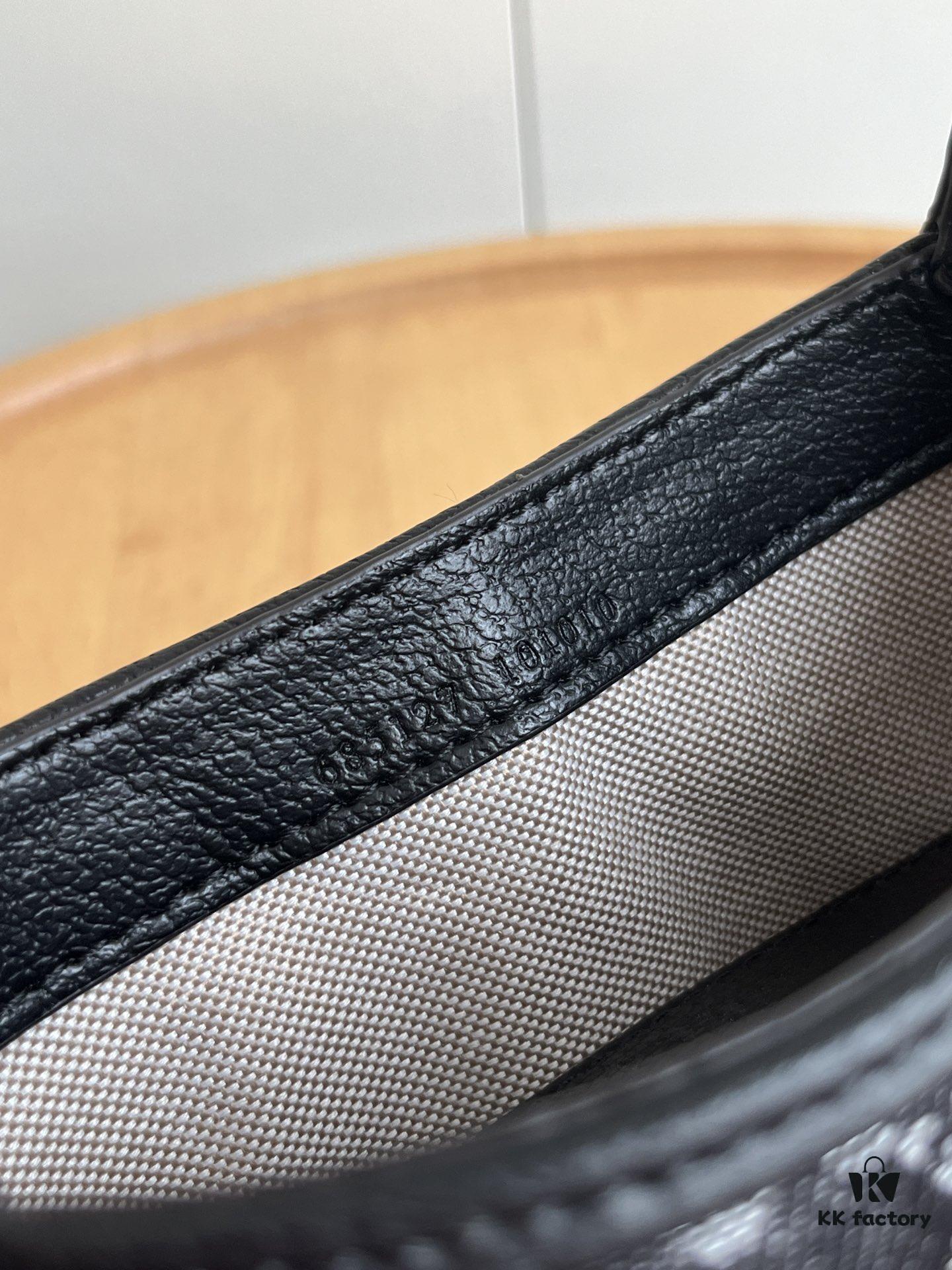 Authentic Shot # (Double Shoulder Strap) - Gucci Jackie 1961 Small Bag in Black and Ivory GG Denim Jacquard