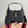 Authentic Shot # (Double Shoulder Strap) - Gucci Jackie 1961 Small Bag in Black and Ivory GG Denim Jacquard