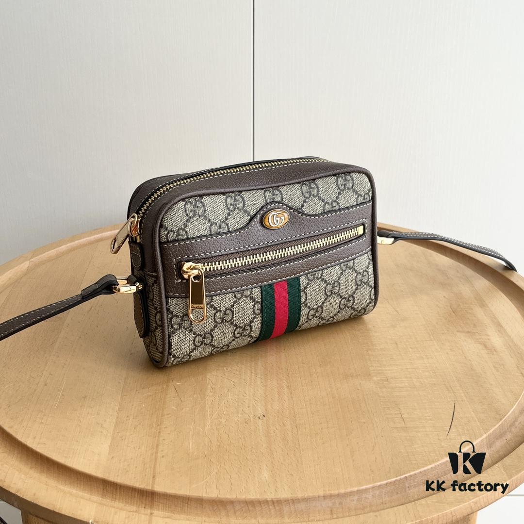 Gucci Ophidia Series Crossbody Bag Model 517350 Size 17.5*12*5.5cm Adjustable Strap with Key Holder