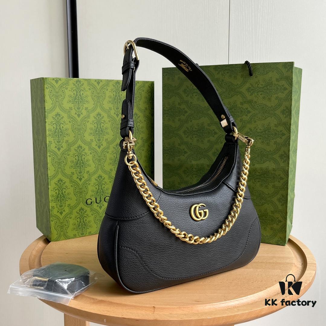 Gucci New Hobo Crescent Bag in Black, Model No. 731817, Size 25×19×7cm
