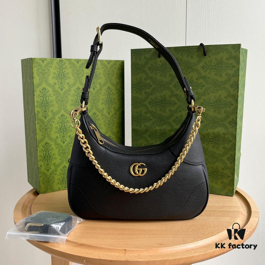 Gucci New Hobo Crescent Bag in Black, Model No. 731817, Size 25×19×7cm