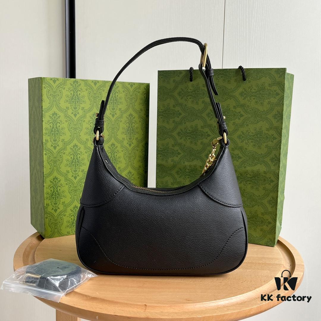 Gucci New Hobo Crescent Bag in Black, Model No. 731817, Size 25×19×7cm