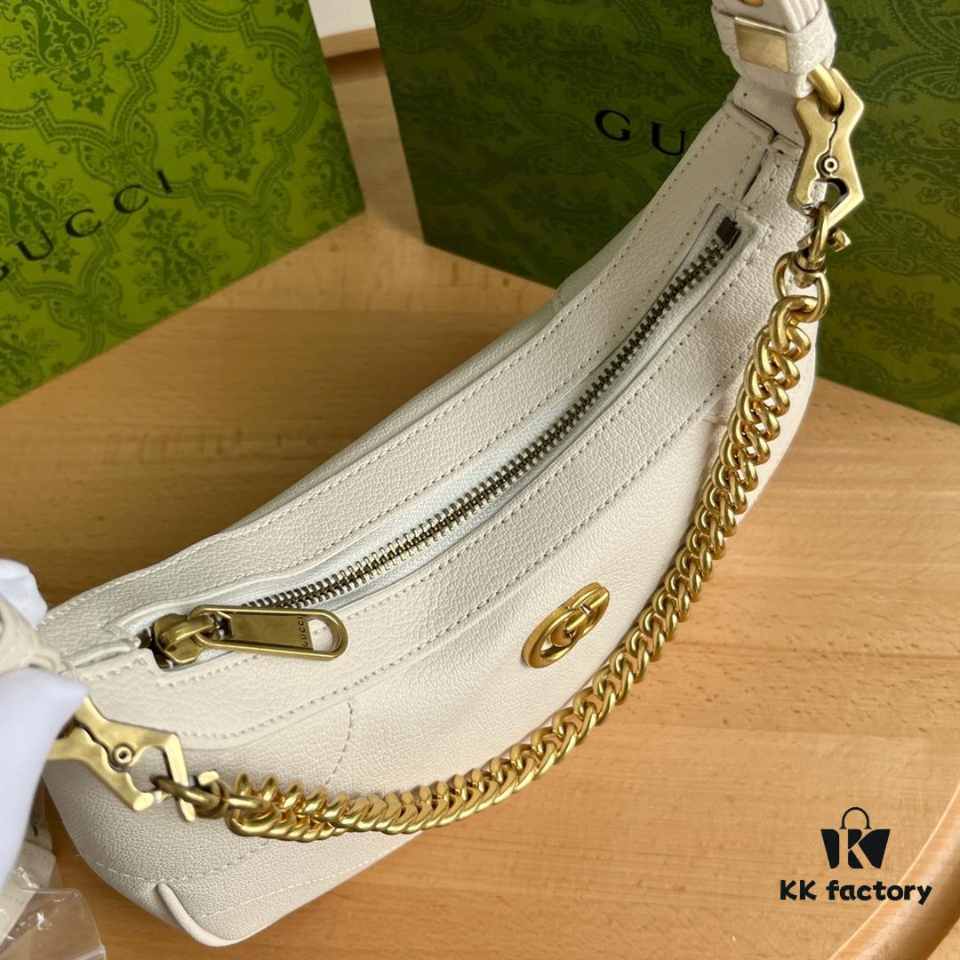 Gucci New Hobo Crescent Bag in White