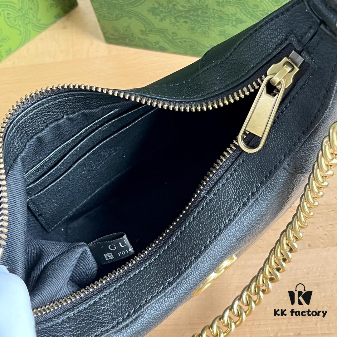 Gucci New Hobo Crescent Bag in Black, Model No. 731817, Size 25×19×7cm