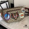 Authentic Photo # Model: 529711 Embroidered Tiger Dimensions: 28x18x8cm. GG Ophidia Always Draws Inspiration from Travel with Various Fashionable Embroideries Such as Planet Motifs and Vintage-style Details, Retro Airmail-style Piping, and Classic Gucci Logo from the Archive Design Fanny Pack ✅ Waist Bag ✅