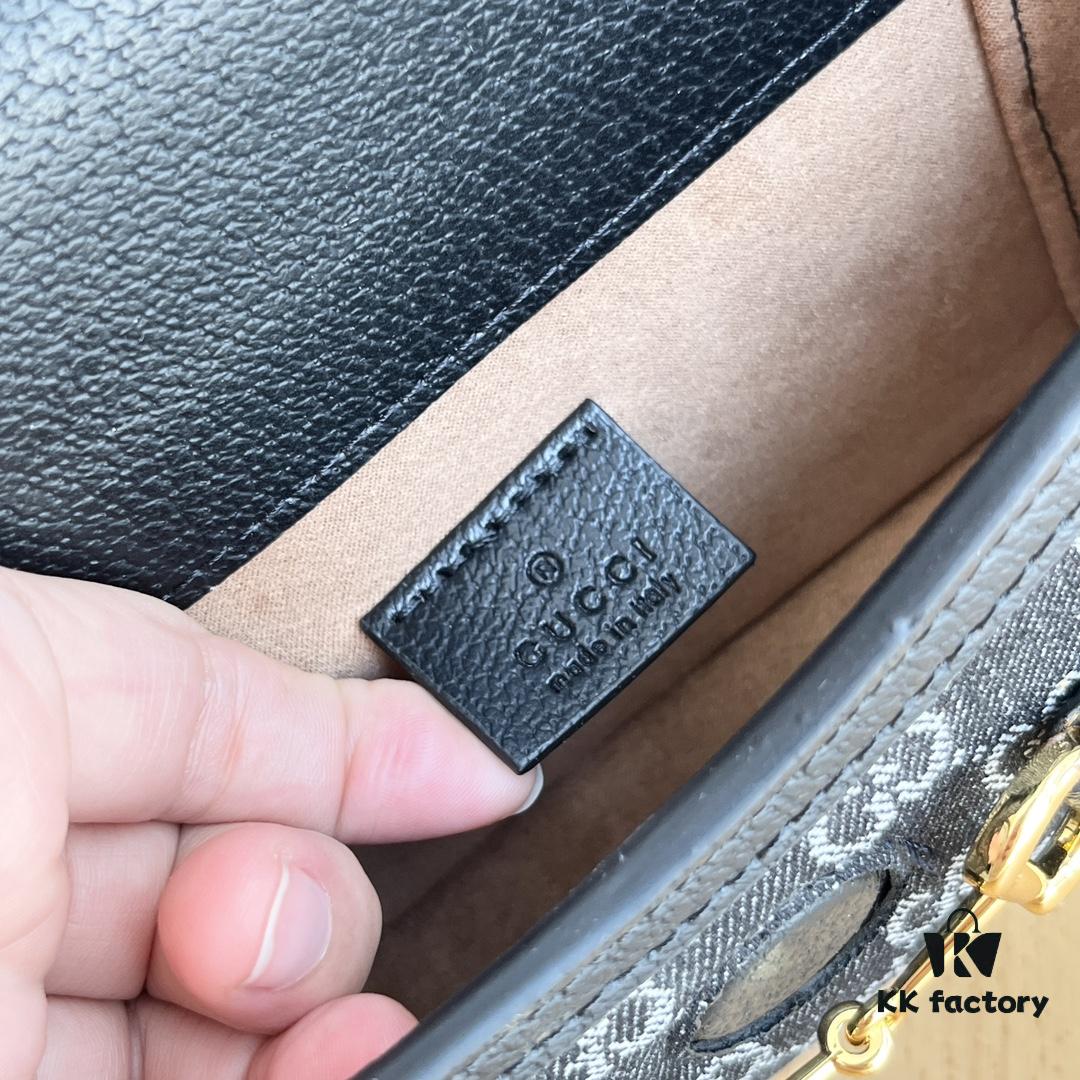 Gucci 1955 Horsebit Mini Crossbody Bag - Model: 699296 Black Denim