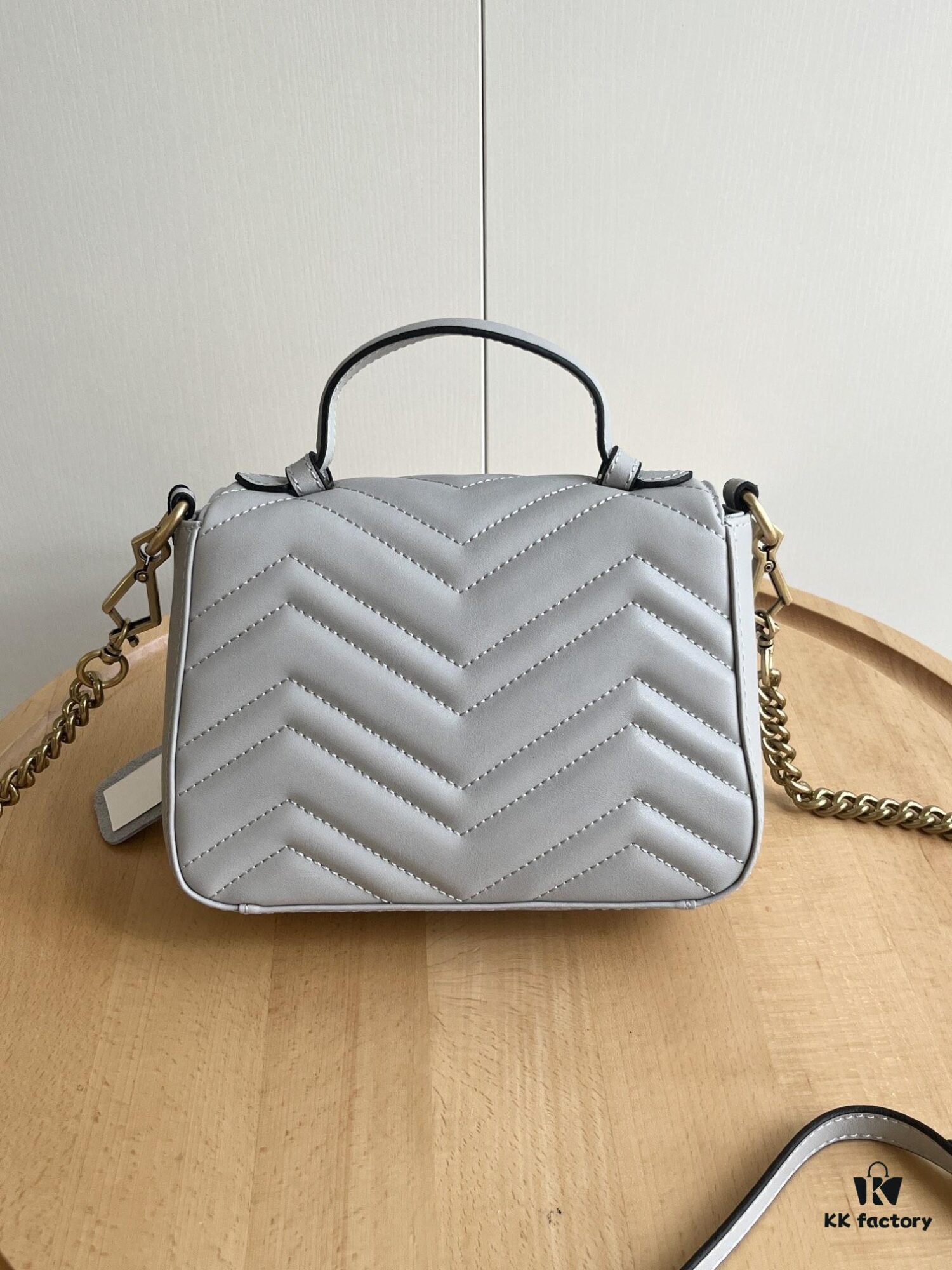 Upgraded Version Real Shot - Gucci Marmont Mini Messenger Bag, Model No. 583571 Gray