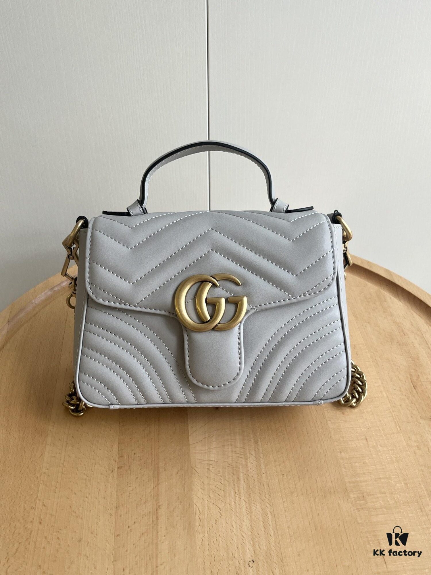 Upgraded Version Real Shot - Gucci Marmont Mini Messenger Bag, Model No. 583571 Gray