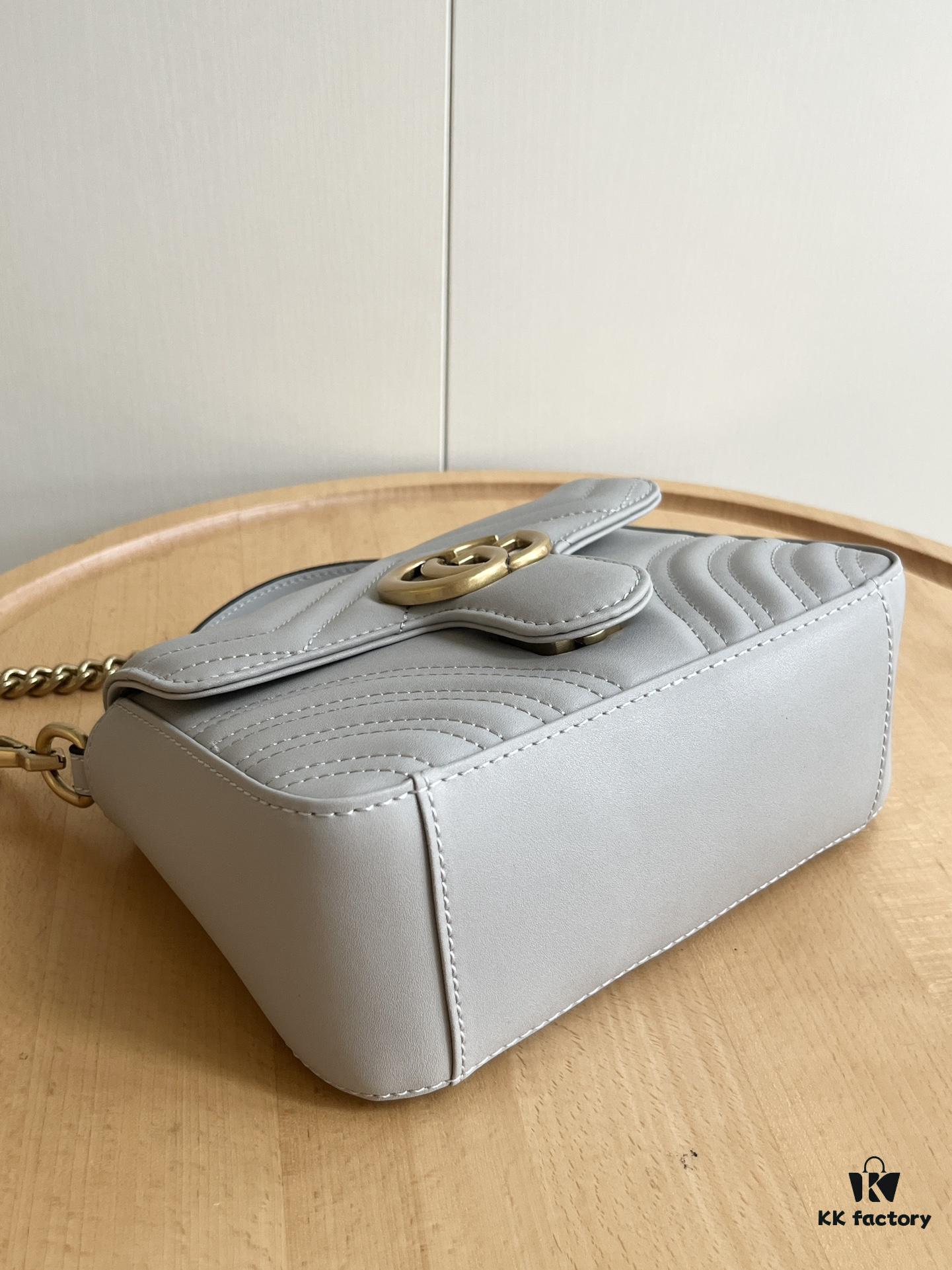 Upgraded Version Real Shot - Gucci Marmont Mini Messenger Bag, Model No. 583571 Gray