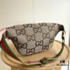 Gucci Super Double G Jumbo Series Waist Bag, Model No. 696031 Coffee Fabric Upgraded Version, Original Order Fabric with Red-Green Webbing