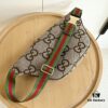 Gucci Super Double G Jumbo Series Waist Bag, Model No. 696031 Coffee Fabric Upgraded Version, Original Order Fabric with Red-Green Webbing