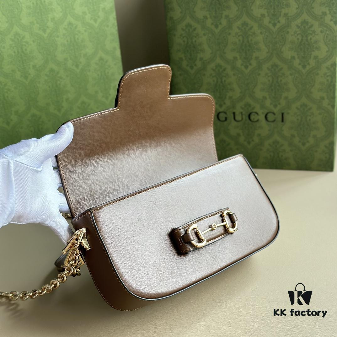 Gucci Horsebit 1955 Baguette Bag Real Photo #735178 Brown Leather