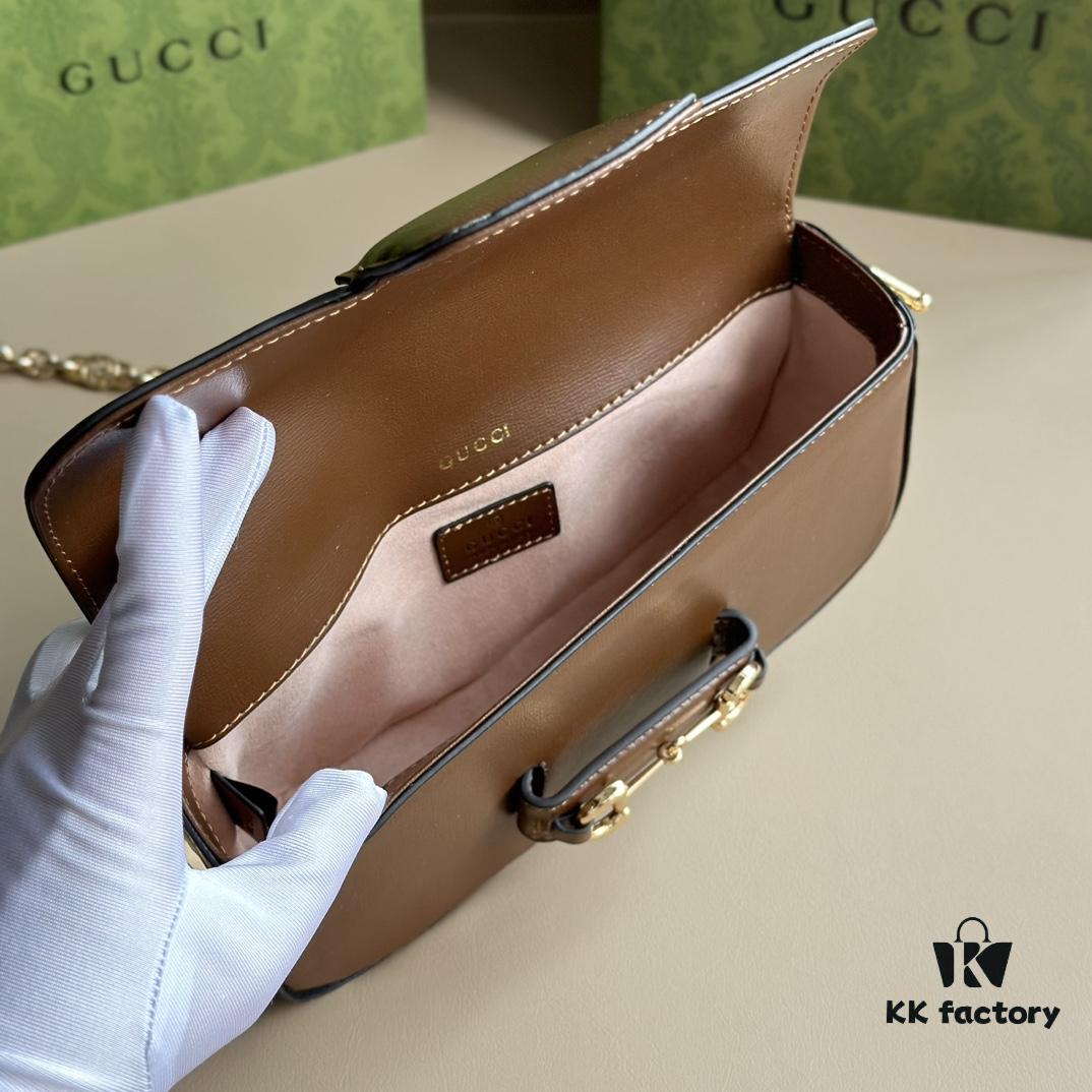 Gucci Horsebit 1955 Baguette Bag Real Photo #735178 Brown Leather