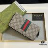 Gucci GG Supreme Canvas Full-Zip Wallet with Web Stripe
