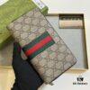 Gucci GG Supreme Canvas Full-Zip Wallet with Web Stripe