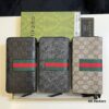 Gucci GG Supreme Canvas Full-Zip Wallet with Web Stripe