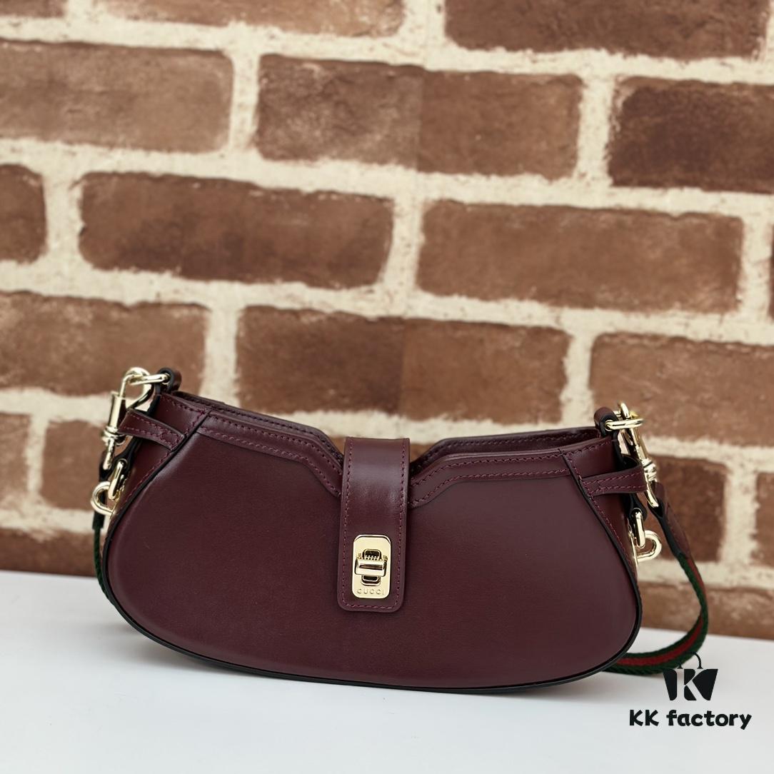 GUCCI New Arrival Cabinet Quality, Top Original Single Item, Real Photo, Model No. 786015 Red Leather, Size 12×24×5cm, In Stock