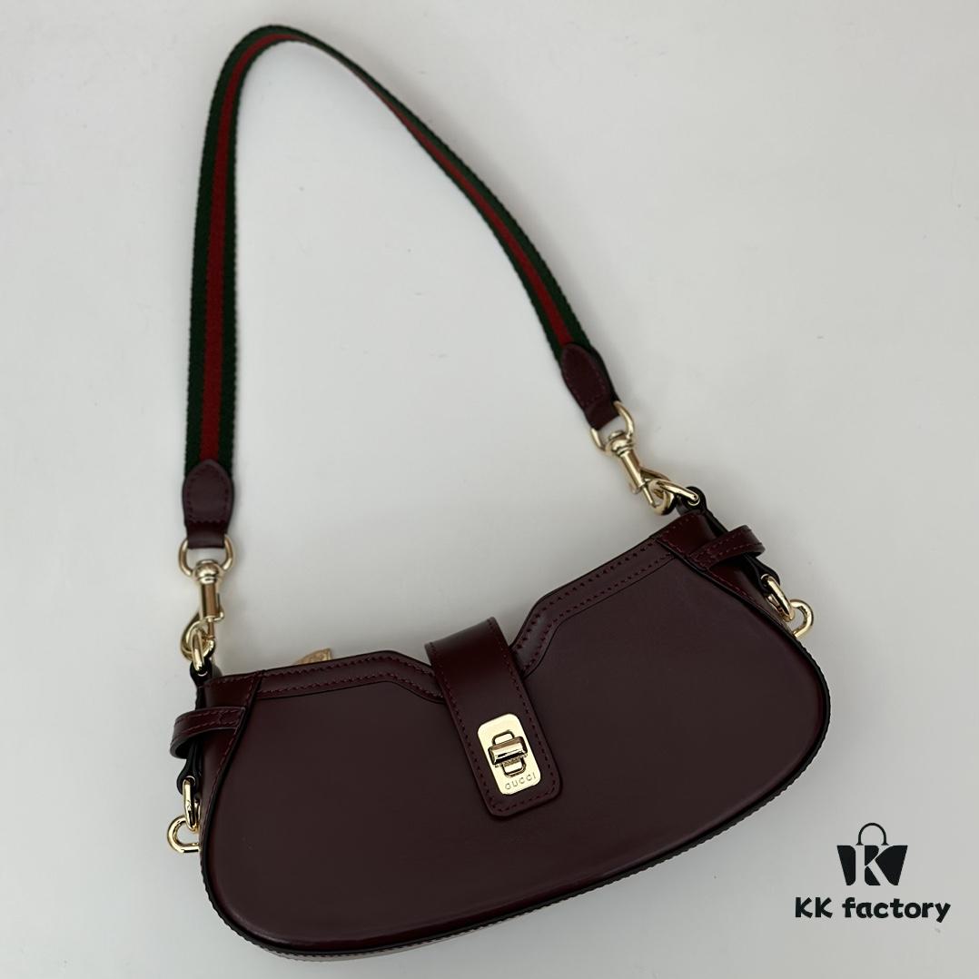 GUCCI New Arrival Cabinet Quality, Top Original Single Item, Real Photo, Model No. 786015 Red Leather, Size 12×24×5cm, In Stock