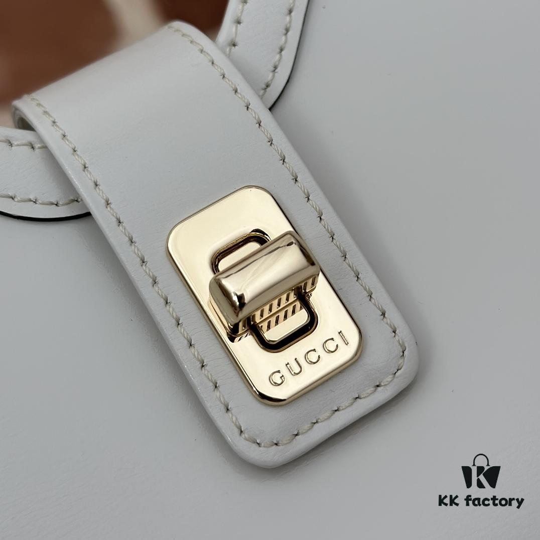 GUCCI New Arrival High-Quality Authentic Style, Premium Original Order Item, Real Photo, Model No. 786015 White Leather, Size 12×24×5 cm, In Stock