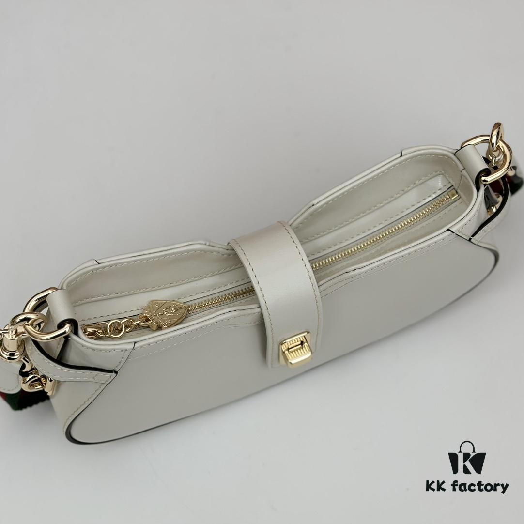 GUCCI New Arrival High-Quality Authentic Style, Premium Original Order Item, Real Photo, Model No. 786015 White Leather, Size 12×24×5 cm, In Stock