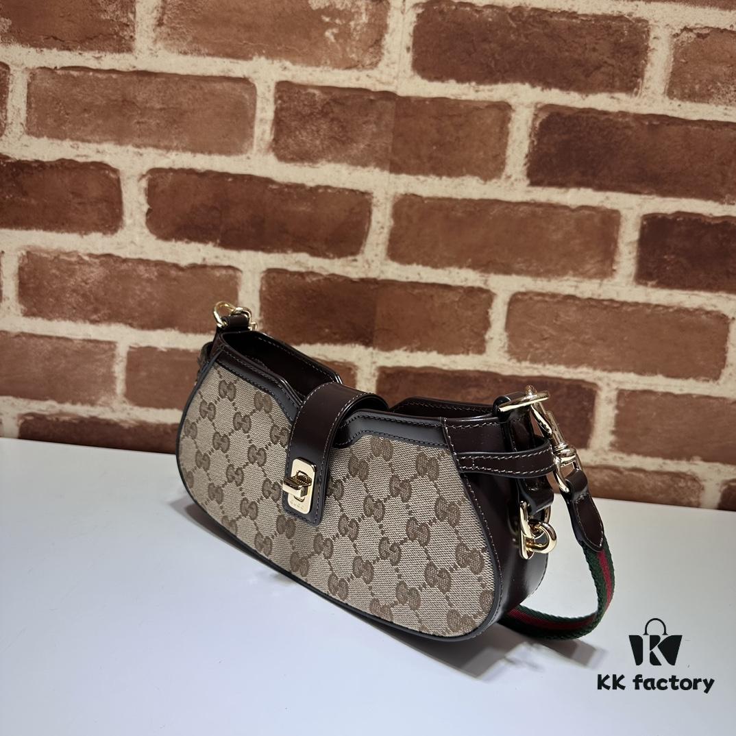 GUCCI New Arrival Cabinet Quality, Top Original Single Item, Actual Photos. Model No. 786015 Brown, Size 12×24×5 cm, In Stock for Immediate Shipment
