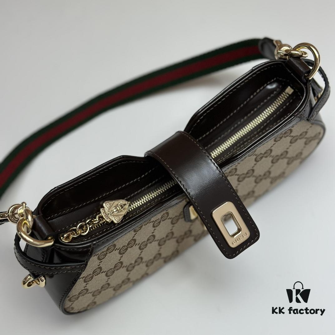 GUCCI New Arrival Cabinet Quality, Top Original Single Item, Actual Photos. Model No. 786015 Brown, Size 12×24×5 cm, In Stock for Immediate Shipment