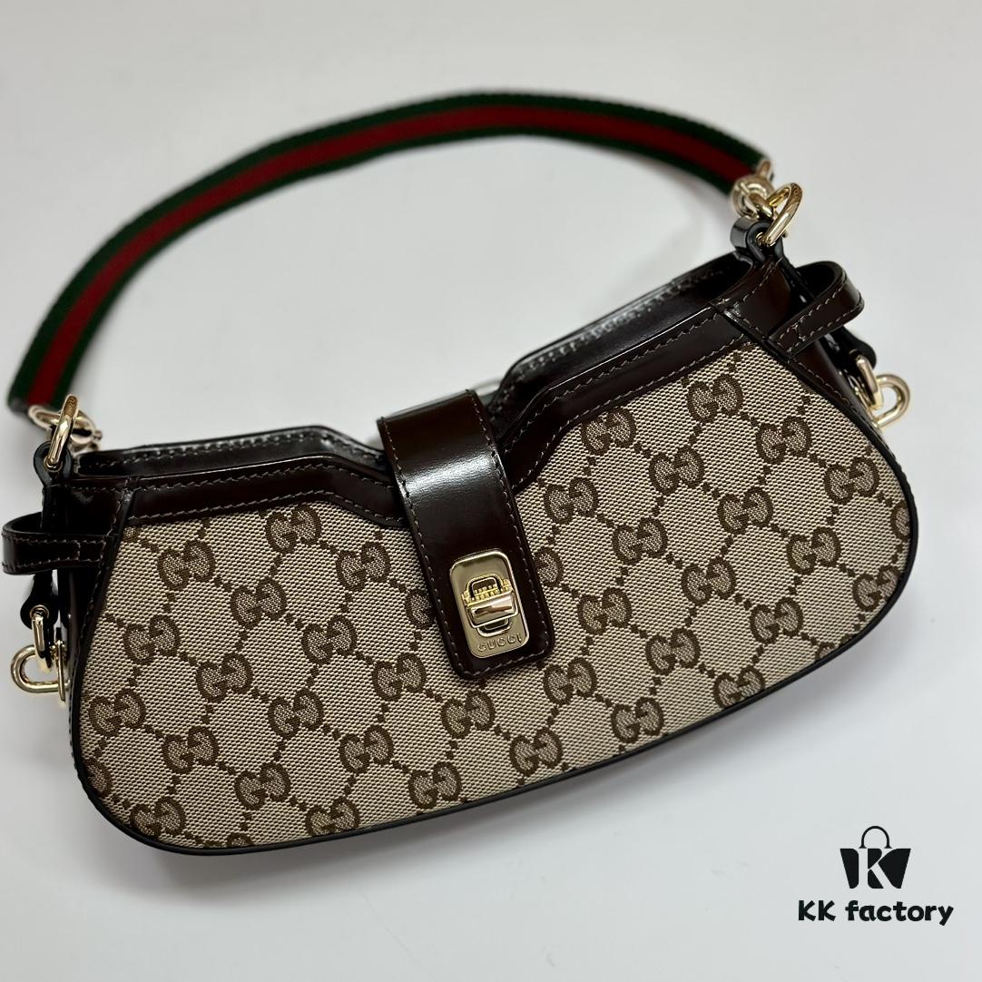 GUCCI New Arrival Cabinet Quality, Top Original Single Item, Actual Photos. Model No. 786015 Brown, Size 12×24×5 cm, In Stock for Immediate Shipment