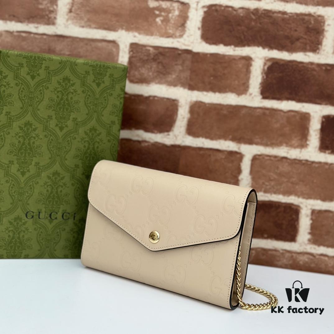 GUCCI Counter Quality, Top Original Single Item, Actual Photos! Model 781555 Light Apricot Embossed, Size: 20cm W x 13cm H x 6cm D, In Stock Ready to Ship